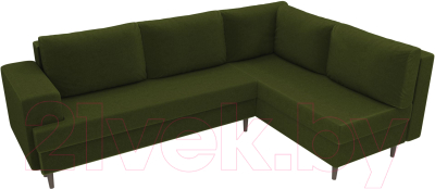 Диван угловой Лига Диванов Сильвана 198 правый (микровельвет зеленый)