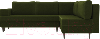 Диван угловой Лига Диванов Сильвана 198 правый (микровельвет зеленый)