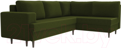 Диван угловой Лига Диванов Сильвана 198 правый (микровельвет зеленый)