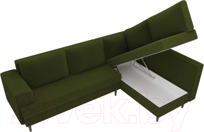 Диван угловой Лига Диванов Сильвана 198 правый (микровельвет зеленый)