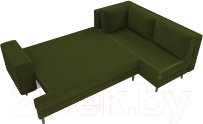 Диван угловой Лига Диванов Сильвана 198 правый (микровельвет зеленый)