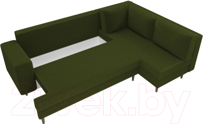 Диван угловой Лига Диванов Сильвана 198 правый (микровельвет зеленый)