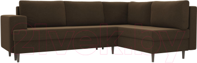 Диван угловой Лига Диванов Сильвана 198 правый (микровельвет коричневый) - фото
