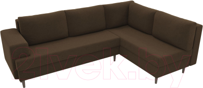 Диван угловой Лига Диванов Сильвана 198 правый (микровельвет коричневый)