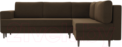 Диван угловой Лига Диванов Сильвана 198 правый (микровельвет коричневый)