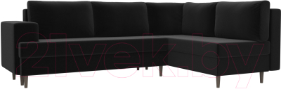 Диван угловой Лига Диванов Сильвана 198 правый (микровельвет черный) - фото