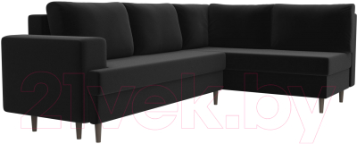 Диван угловой Лига Диванов Сильвана 198 правый (микровельвет черный)