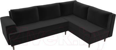 Диван угловой Лига Диванов Сильвана 198 правый (микровельвет черный)