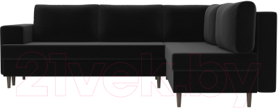 Диван угловой Лига Диванов Сильвана 198 правый (микровельвет черный)