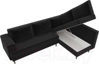 Диван угловой Лига Диванов Сильвана 198 правый (микровельвет черный)