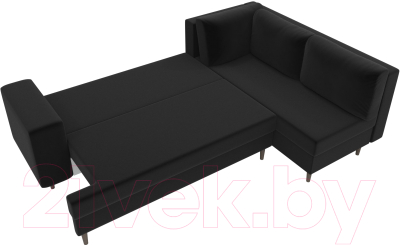 Диван угловой Лига Диванов Сильвана 198 правый (микровельвет черный)