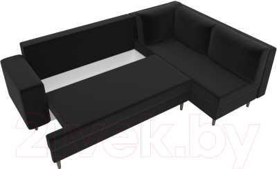 Диван угловой Лига Диванов Сильвана 198 правый (микровельвет черный)