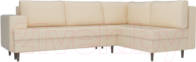 Диван угловой Лига Диванов Сильвана 198 правый (экокожа бежевый) - фото