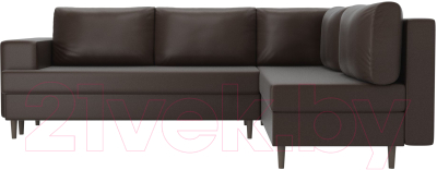 Диван угловой Лига Диванов Сильвана 198 правый (экокожа коричневый)