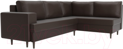 Диван угловой Лига Диванов Сильвана 198 правый (экокожа коричневый)