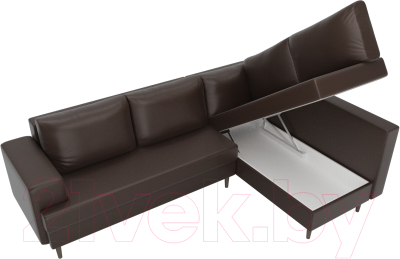 Диван угловой Лига Диванов Сильвана 198 правый (экокожа коричневый)