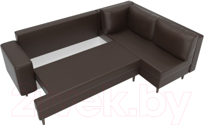 Диван угловой Лига Диванов Сильвана 198 правый (экокожа коричневый)