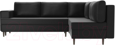 Диван угловой Лига Диванов Сильвана 198 правый (экокожа черный)