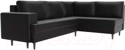 Диван угловой Лига Диванов Сильвана 198 правый (экокожа черный)