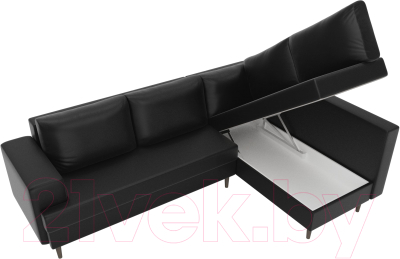 Диван угловой Лига Диванов Сильвана 198 правый (экокожа черный)