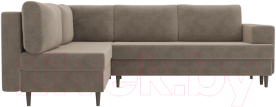 Диван угловой Лига Диванов Сильвана 198 левый (велюр MR бежевый)