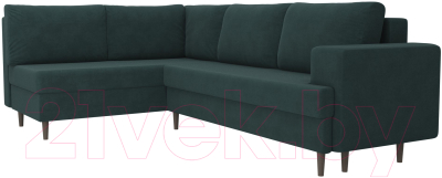 Диван угловой Лига Диванов Сильвана 198 левый (велюр MR бирюзовый)