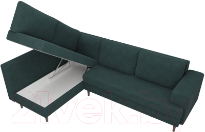 Диван угловой Лига Диванов Сильвана 198 левый (велюр MR бирюзовый)