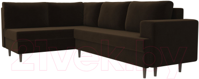 Диван угловой Лига Диванов Сильвана 198 левый (велюр MR коричневый)