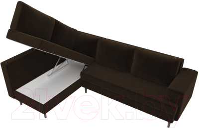 Диван угловой Лига Диванов Сильвана 198 левый (велюр MR коричневый)