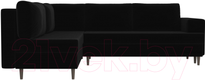 Диван угловой Лига Диванов Сильвана 198 левый (велюр MR черный)