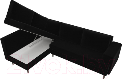Диван угловой Лига Диванов Сильвана 198 левый (велюр MR черный)