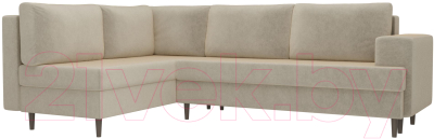 Диван угловой Лига Диванов Сильвана 198 левый (микровельвет бежевый) - фото