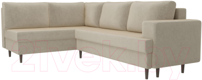 Диван угловой Лига Диванов Сильвана 198 левый (микровельвет бежевый)