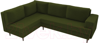 Диван угловой Лига Диванов Сильвана 198 левый (микровельвет зеленый)