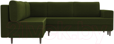 Диван угловой Лига Диванов Сильвана 198 левый (микровельвет зеленый)