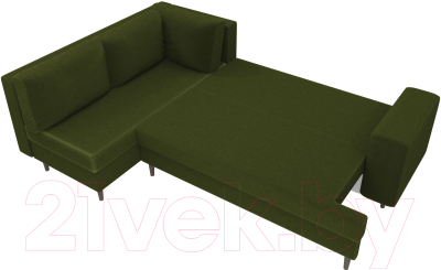 Диван угловой Лига Диванов Сильвана 198 левый (микровельвет зеленый)