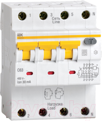 Дифференциальный автомат IEK АВДТ 34 C16 30мА / MAD22-6-016-C-30 - фото