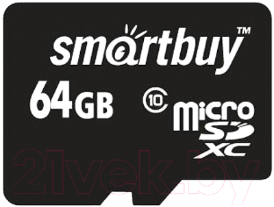 Карта памяти SmartBuy microSDHC (Class 10) 64GB + SD-адаптер (SB64GBSDCL10-01)