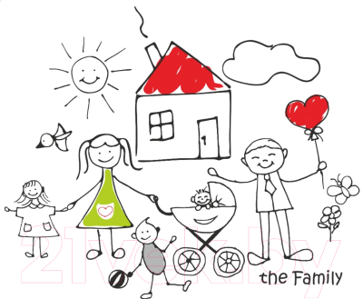 Детская накладка на унитаз Maltex Семья / 5863 (белый/красный)