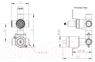 Внешняя часть смесителя скрытого монтажа Bravat Sourse PB8173218CP-2-ENG
