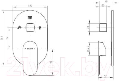 Внешняя часть смесителя скрытого монтажа Bravat Gina P69194C-ENG