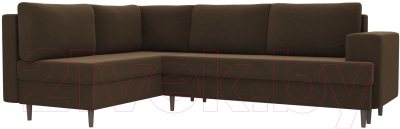 Диван угловой Лига Диванов Сильвана 198 левый (микровельвет коричневый) - фото