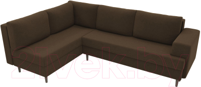 Диван угловой Лига Диванов Сильвана 198 левый (микровельвет коричневый)