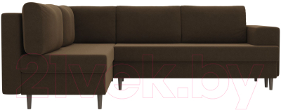 Диван угловой Лига Диванов Сильвана 198 левый (микровельвет коричневый)