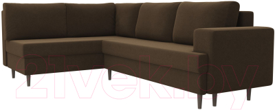 Диван угловой Лига Диванов Сильвана 198 левый (микровельвет коричневый)