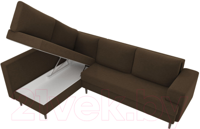 Диван угловой Лига Диванов Сильвана 198 левый (микровельвет коричневый)