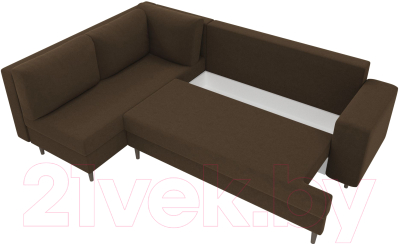 Диван угловой Лига Диванов Сильвана 198 левый (микровельвет коричневый)