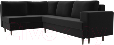 Диван угловой Лига Диванов Сильвана 198 левый (микровельвет черный)