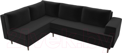 Диван угловой Лига Диванов Сильвана 198 левый (микровельвет черный)