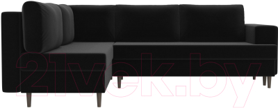 Диван угловой Лига Диванов Сильвана 198 левый (микровельвет черный)